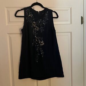 White House Black Market Teal Tunic top with Sequin Floral Design